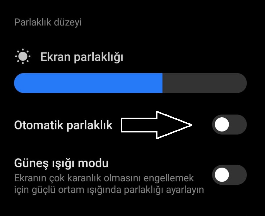 Ekran Parlaklık Seviyesi
